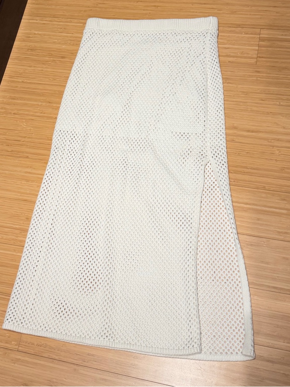 Universal Thread Cream Knit High-Low Midi Skirt with Side Slit